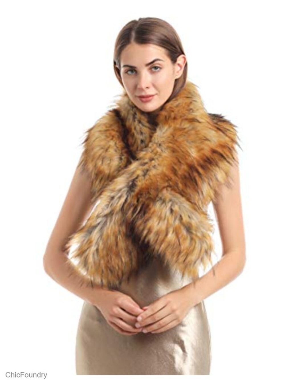 Faux Fur Neck Warmer Scarf Wrap Animal Print Cold Weather
